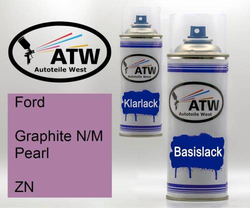 Ford, Graphite N/M Pearl, ZN: 400ml Sprühdose + 400ml Klarlack - Set, von ATW Autoteile West.